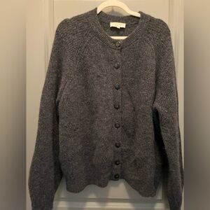 Sezane Charcoal Button-Up Cardigan